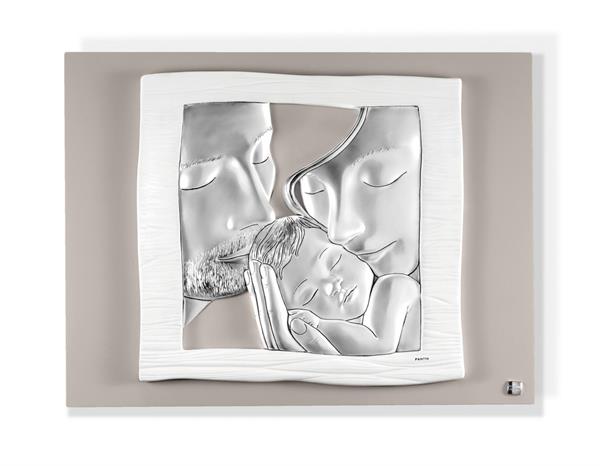 SACRA FAMIGLIA ARGENTO/BIANCO CM.15,5X12,5 FP