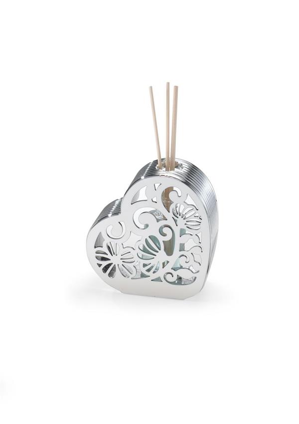 PROFUMATORE CUORE BIANCO/ARGENTO CM.H10,5X10X4,5 FP