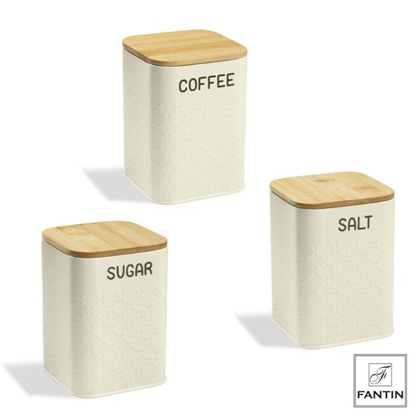 SET 3 BARATTOLI DA CUCINA CM. 10,5 X 10,5 X H14,5