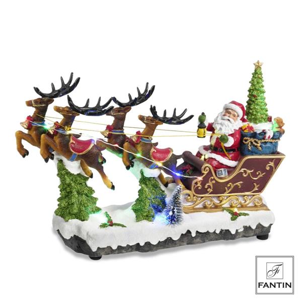 SLITTA BABBO NATALE CON LUCI LED MUSICA E MOVIMENTO CM.34X10XH22