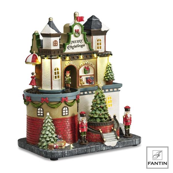 CASTELLO SCHIACCIANOCI CON LUCI LED MUSICA E MOVIMENTO CM.24X15XH28