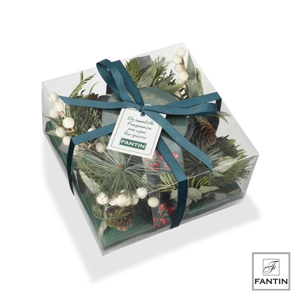 CERA PROFUMATA CON RAMI DI PINO VERDE CM.16X16XH9        IMBALLO 2PZ