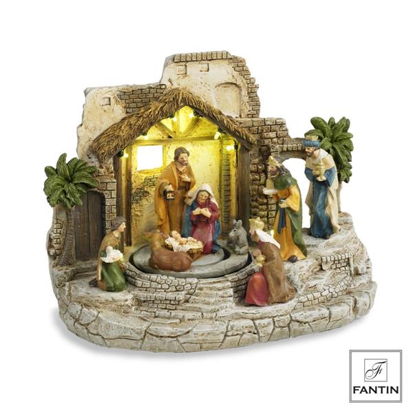 PRESEPE E RE MAGI CON LUCI LED MUSICA E MOVIMENTO CM.29X16XH22