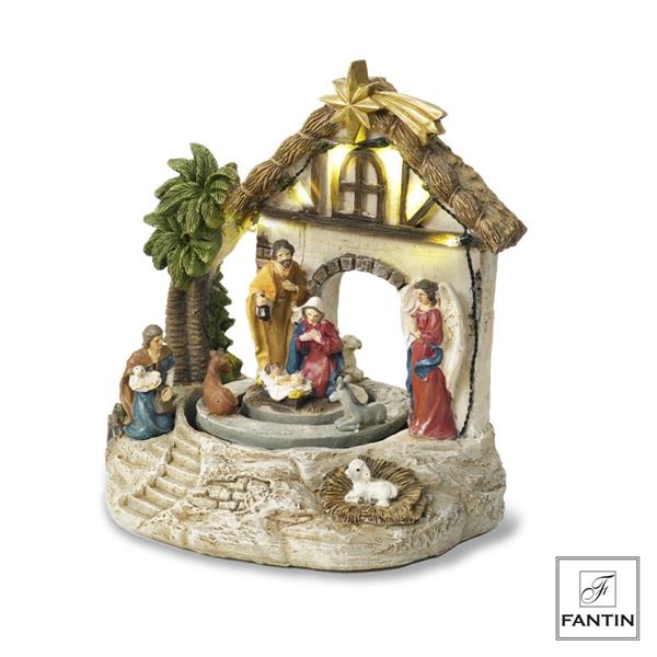 PRESEPE CON LUCI LED MUSICA E MOVIMENTO CM.19X16,5XH21