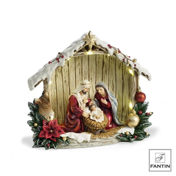PRESEPE S.FAMIGLIA COLORE CON LUCI LED CM.17,5X7XH15,8