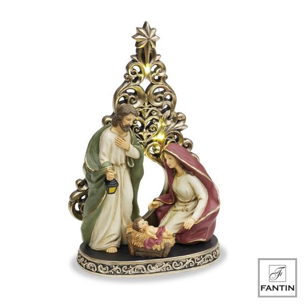 SACRA FAMIGLIA CON ALBERO CON LUCI LED CM.16X8,5XH24,5