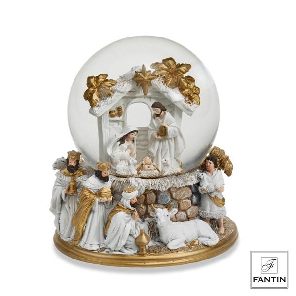 BOULE DE NEIGE CON LUCI LED E MUSICA NATIVITA' CM. Ø14,6XH16,5