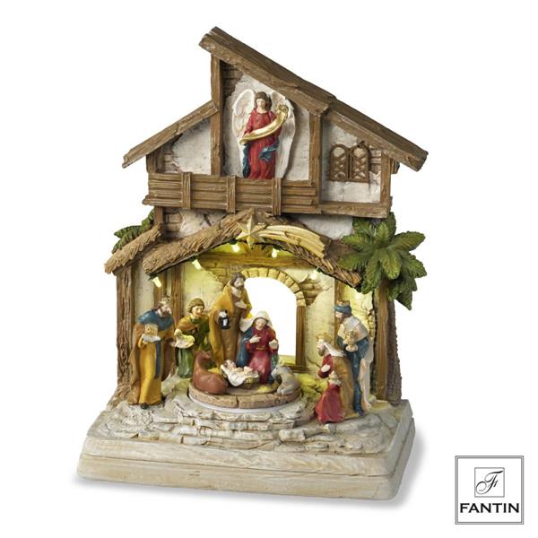 PRESEPE RE MAGI E ANGELO LUCI LED MUSICA E MOVIMENTO CM.20X12XH27