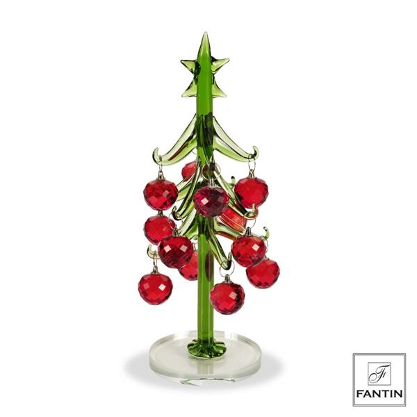 ALBERO DI NATALE PALLE ROSSE CRISTALLO CM. Ø9XH21,5