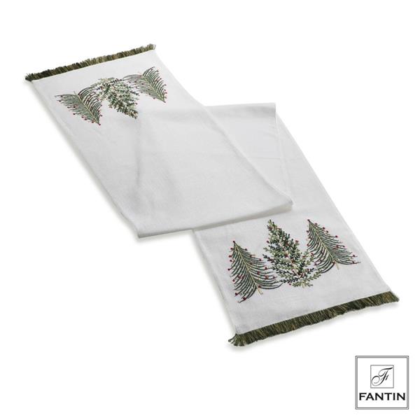 RUNNER BIANCO CON ALBERI CM.33X150