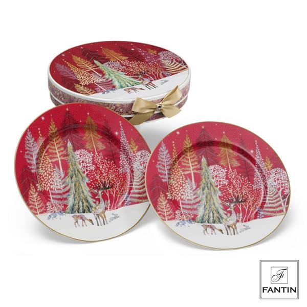 SET 2 PIATTI DOLCE ANIMALI DEL BOSCO CM. Ø19