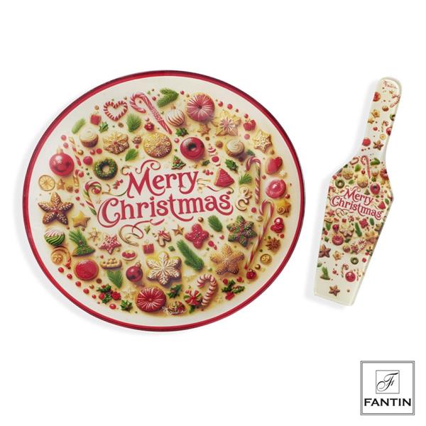 SET PIATTO PANETTONE E PALA TORTA DOLCI CM.Ø30