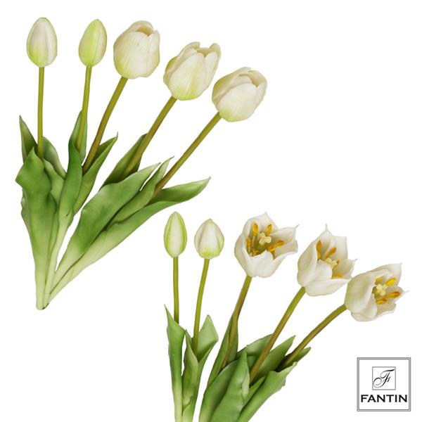 COMPOSIZIONE TULIPANI BIANCHI 6 BOUQUET 30 STELI CM. 47