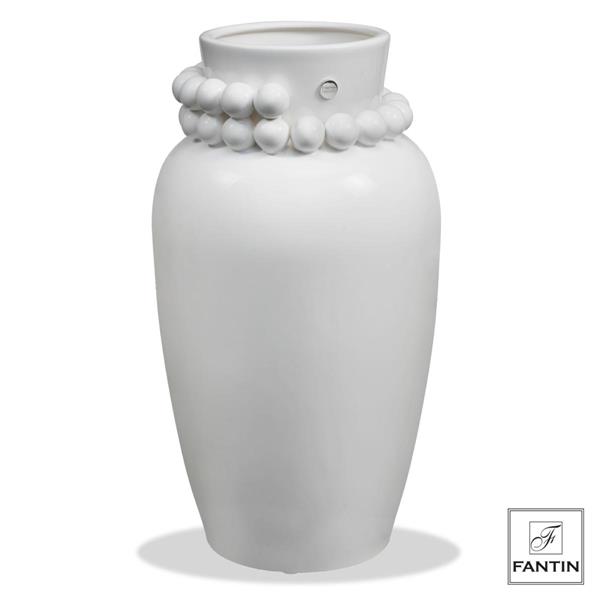 VASO CERAMICA PERLE BIANCO CM. Ø19 X H36