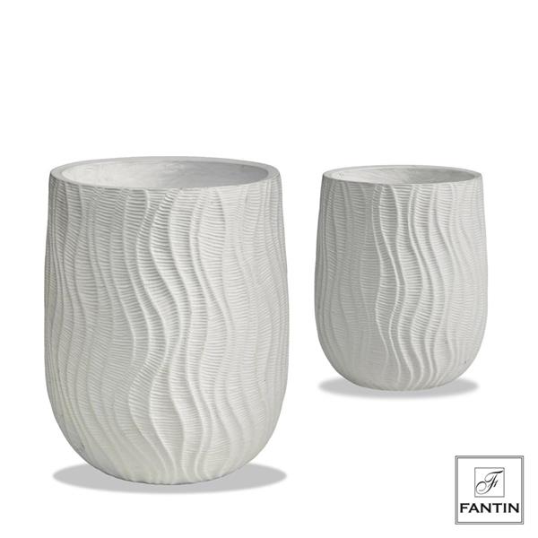 SET 2 VASI FIBRA E ARGILLA DUNE BIANCO CM.Ø24 H30+Ø33 H42 (mis. est)