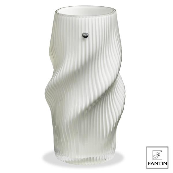 VASO VETRO TORCIGLIONE BIANCO CM. Ø11,5 X H30