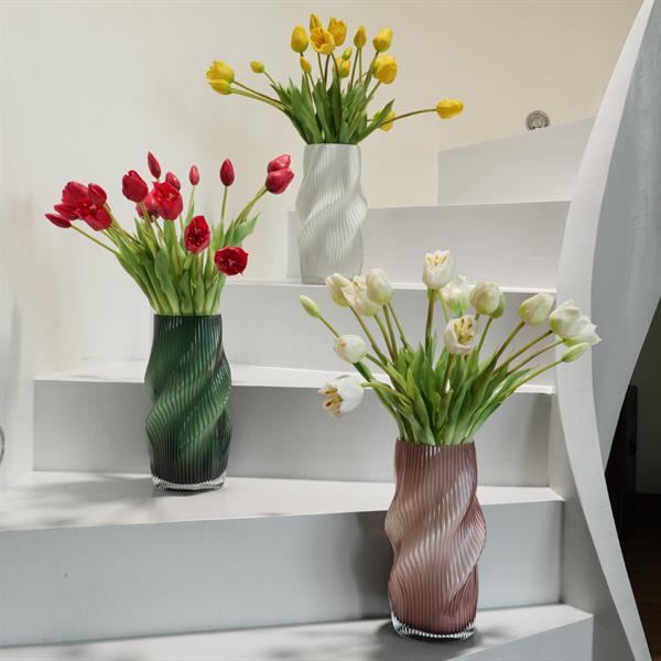 VASO VETRO TORCIGLIONE BIANCO CM. Ø11,5 X H30