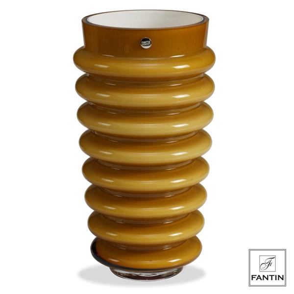 VASO VETRO ANELLI AMBRA CM. Ø17 X H30