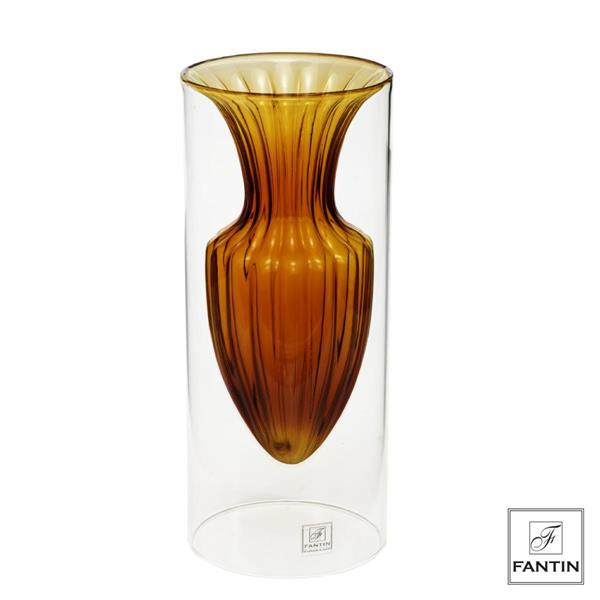 VASO VETRO ANFORA AMBRA CM. Ø12,5 X H30