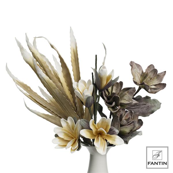 COMPOSIZ. FLOREALE GARDENIA,MAGNOLIA AGAVE TORTORA CM100-110;6 STELI