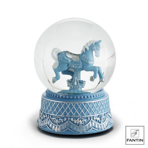 BOULE DE NEIGE CARILLON CAVALLO AZZURRO CM.12,5X12,5XH16,5