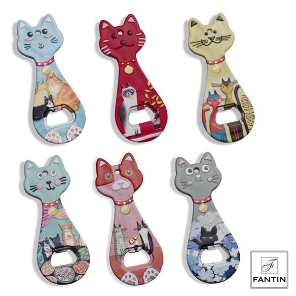 APRIBOTTIGLIA CALAMITA GATTINI 12 PEZZI ASS. (6 DECORI-2X) CM.5,5X14