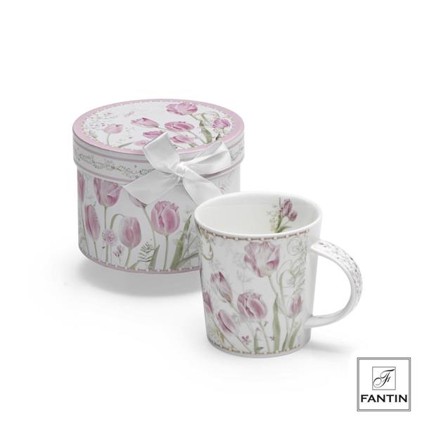 MUG TULIPANI IN PORCELLANA  CM. Ø8,7XH9,5