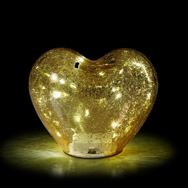 LAMPADA VETRO LED CUORE GOLD CM. 15X8XH12,5
