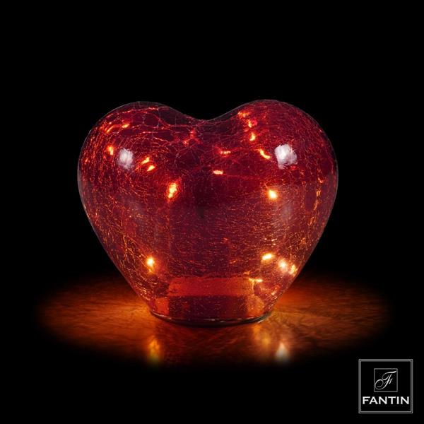 LAMPADA VETRO LED CUORE RED CM. 18X11XH15,5