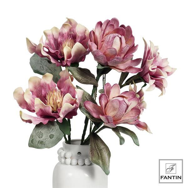 COMPOSIZIONE FLOREALE NINFEE E GARDENIE ROSA CM.100-110; 6 STELI