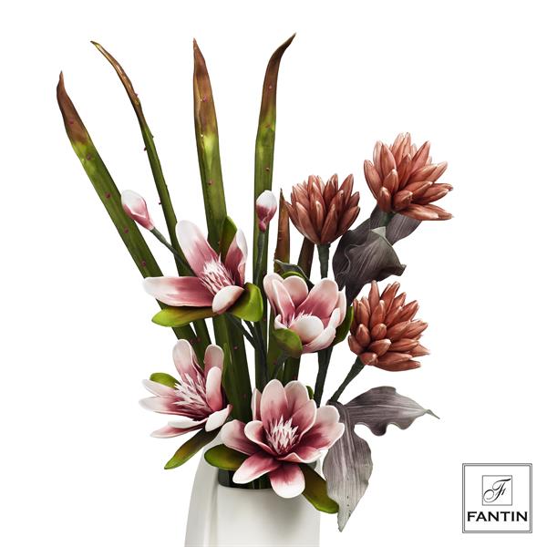 COMPOSIZ. FLOREALE GIGLIO, GINGER, ALOE ROSA VERDE CM.100-110;6STELI