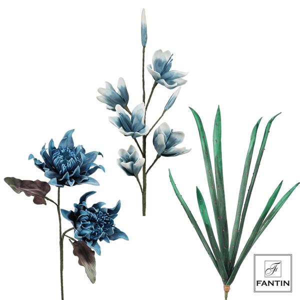 COMPOSIZIONE FLOREALE MAGNOLIA E ALOE BLU VERDE CM.100-110; 6 STELI