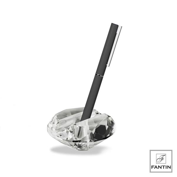 PORTA PENNA DIAMANTE CRISTALLO C/PENNA NERA CM. Ø8XH4