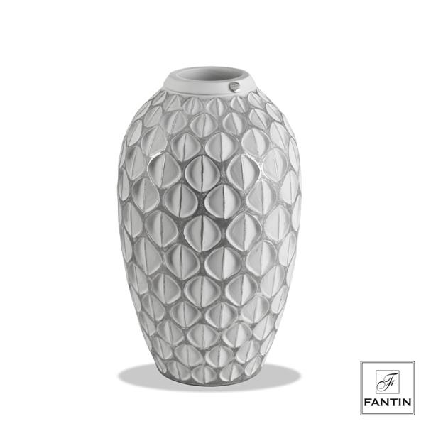VASO POLIRESINA ECLISSE WHITE SILVER CM. 20,5X20,5XH34,5