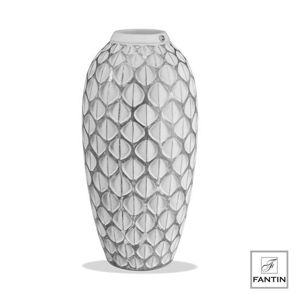 VASO POLIRESINA ECLISSE WHITE SILVER CM. 22,5X22,5XH44,5