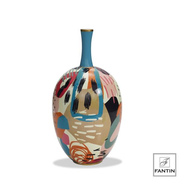 VASO CERAMICA ASTRATTO MULTICOLOR CM. Ø21XH40