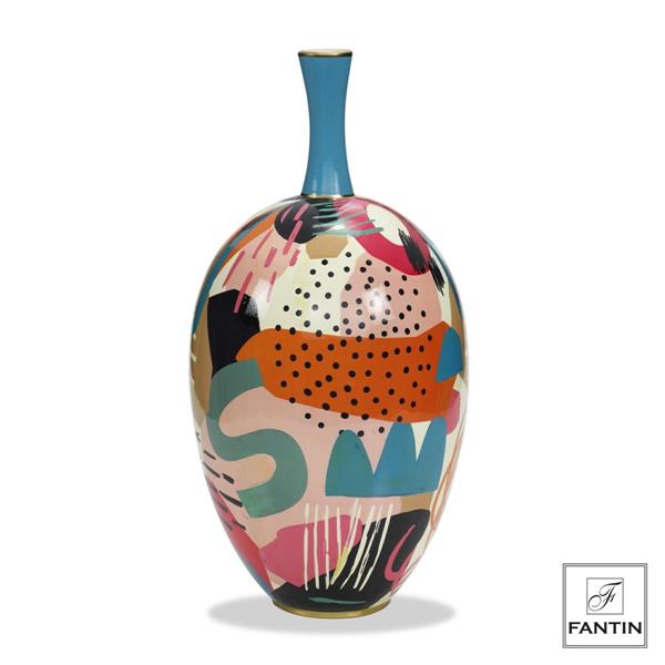 VASO CERAMICA ASTRATTO MULTICOLOR CM. Ø25,5XH50