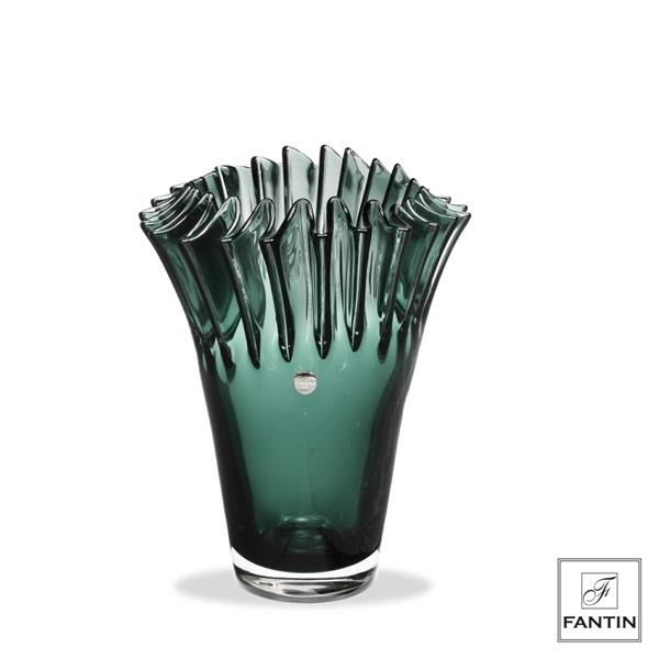 VASO VETRO COROLLA PETROLIO CM. Ø17,5XH22,5