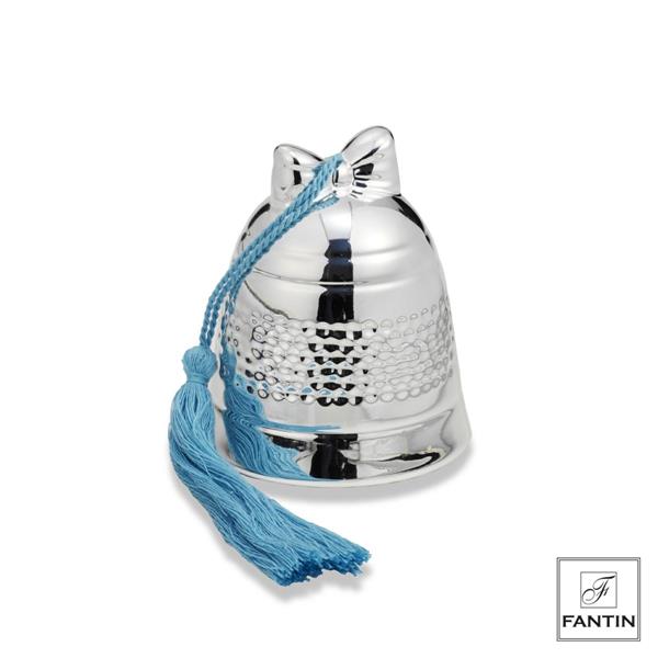 CAMPANA CARILLON CON FIOCCO AZZURRO CM. Ø9XH10,5