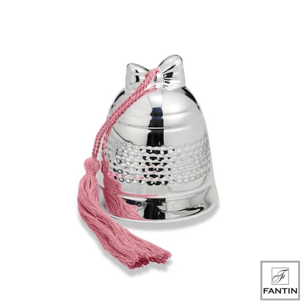 CAMPANA CARILLON CON FIOCCO ROSA CM. Ø9XH10,5