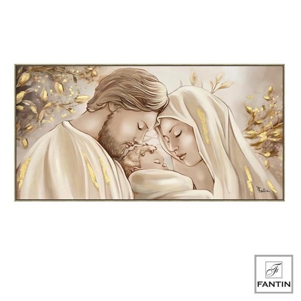 * QUADRO CON CORNICE SACRA FAMIGLIA GOLD CM.140X70