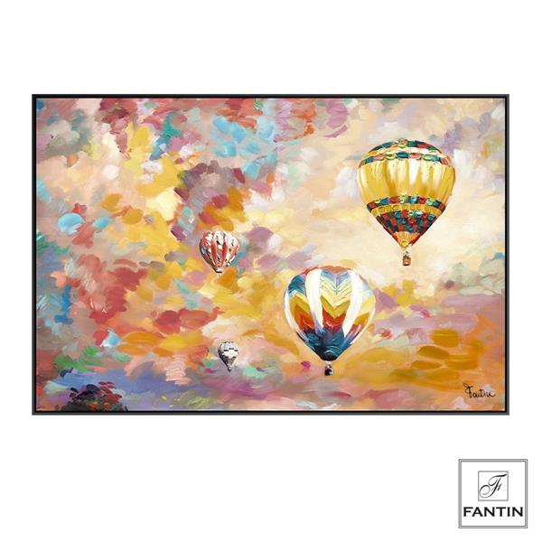 * QUADRO CON CORNICE MONGOLFIERE AL TRAMONTO CM. 120X80