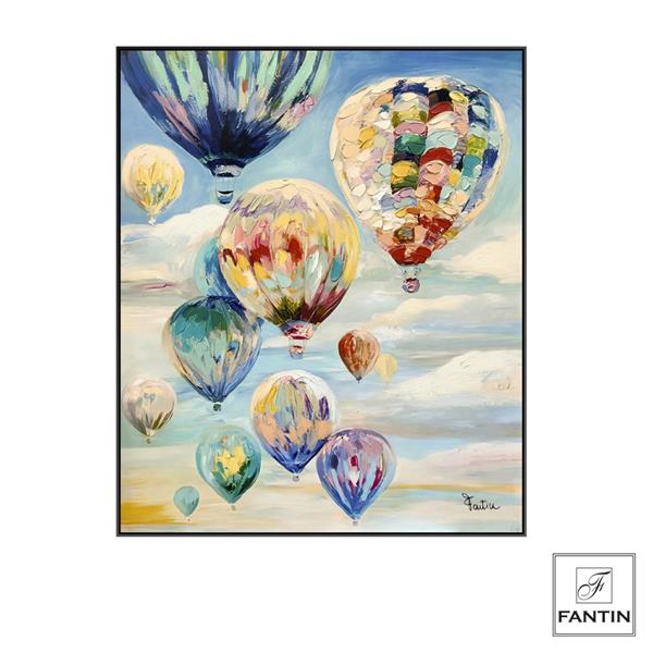 * QUADRO CON CORNICE MONGOLFIERE IN VOLO CM. 100X120