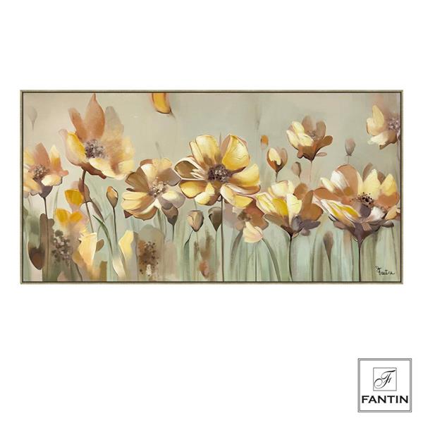 QUADRO CON CORNICE FIORITURA DORATA CM. 140X70