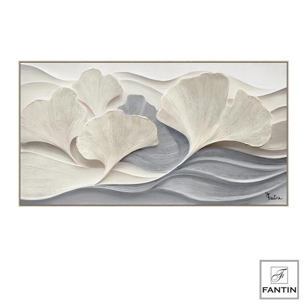 QUADRO CON CORNICE ONDE DI GINKGO CM. 150X80