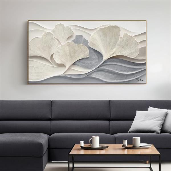 QUADRO CON CORNICE ONDE DI GINKGO CM. 150X80