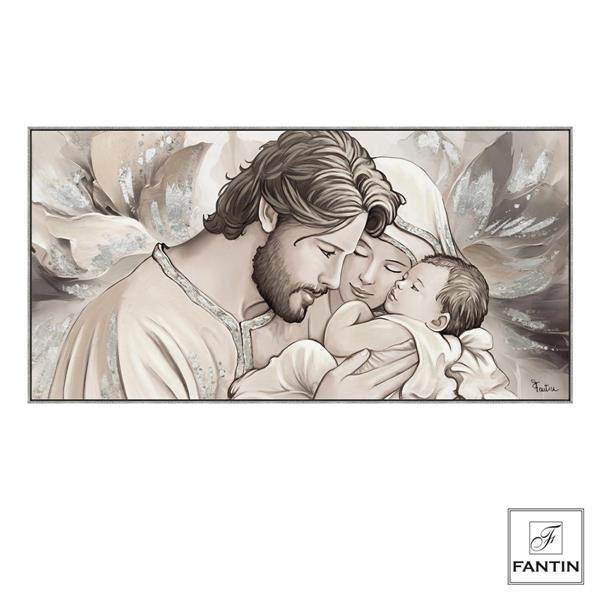 QUADRO CON CORNICE SACRA FAMIGLIA SILVER CM.140X70