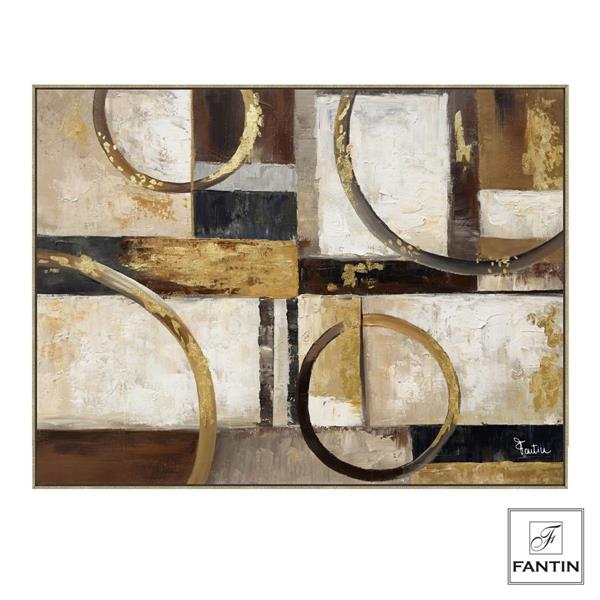 QUADRO CON CORNICE CERCHI DORATI CM. 120X90