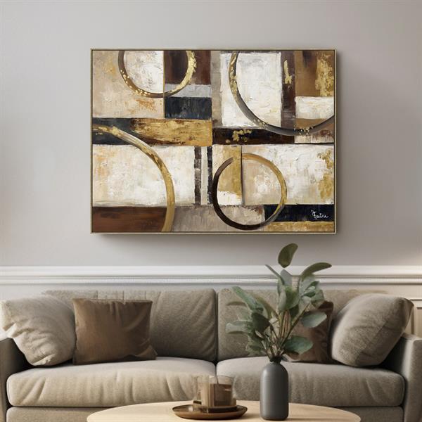 QUADRO CON CORNICE CERCHI DORATI CM. 120X90