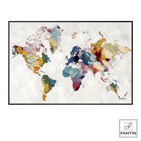 QUADRO CON CORNICE PLANISFERO COLORS CM. 120X80